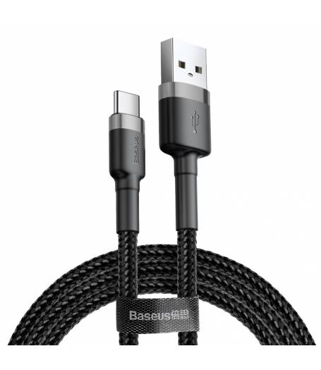 Data кабел Baseus Cafule USB / USB-C QC3.0 3A 1M Черен / Сив(CATKLF-BG1) KA Digital
