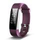 Фитнес гривна KA Digital® Smart Bracelet ID115 Plus, Heart Rate monitor, Multi-sport, Фитнес монитор, Крачки, Калории, Лилава